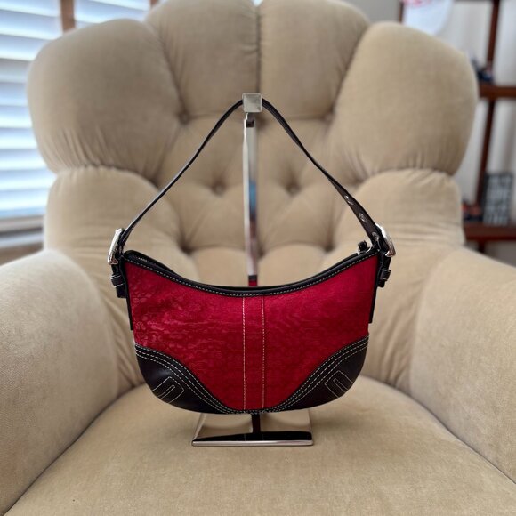 VTG Auth COACH Iconic Soho 2154 MINI Jacquard Canvas Hobo Baguette Bag - Picture 6 of 10